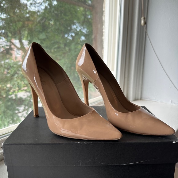 Barneys New York Shoes - Barneys New York Cream Patent Leather Pumps